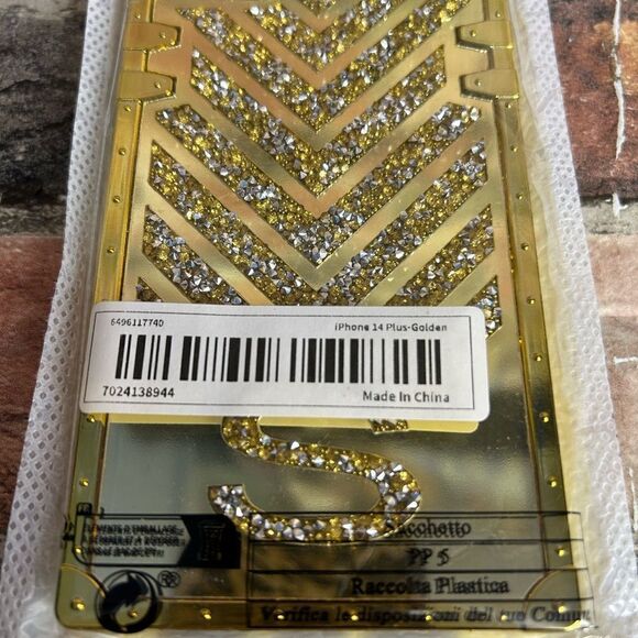 5 for $25🔥iPhone 14 Plus Golden Glitter "S" Initial Phone Case- New - Picture 4 of 5